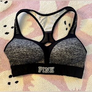 PINK Victoria's Secret Black and Gray Racerback Sports Bra